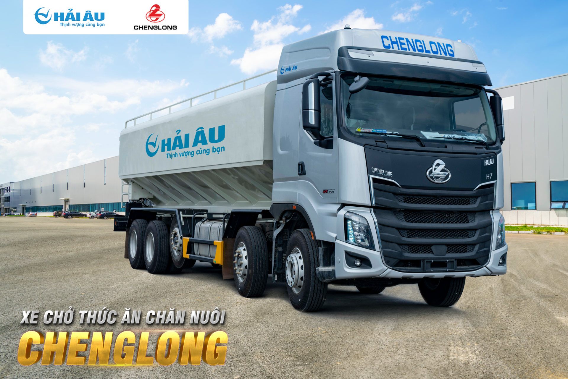 XE CHỞ THỨC ĂN CHĂN NUÔI (XE BỒN CHỞ CÁM) - 32 KHỐI - CHENGLONG HẢI ÂU